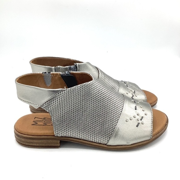 NEW Miz Mooz Leather Side-Zip Sandals Darcie Pewter Wide Portugal 38 - Picture 1 of 11